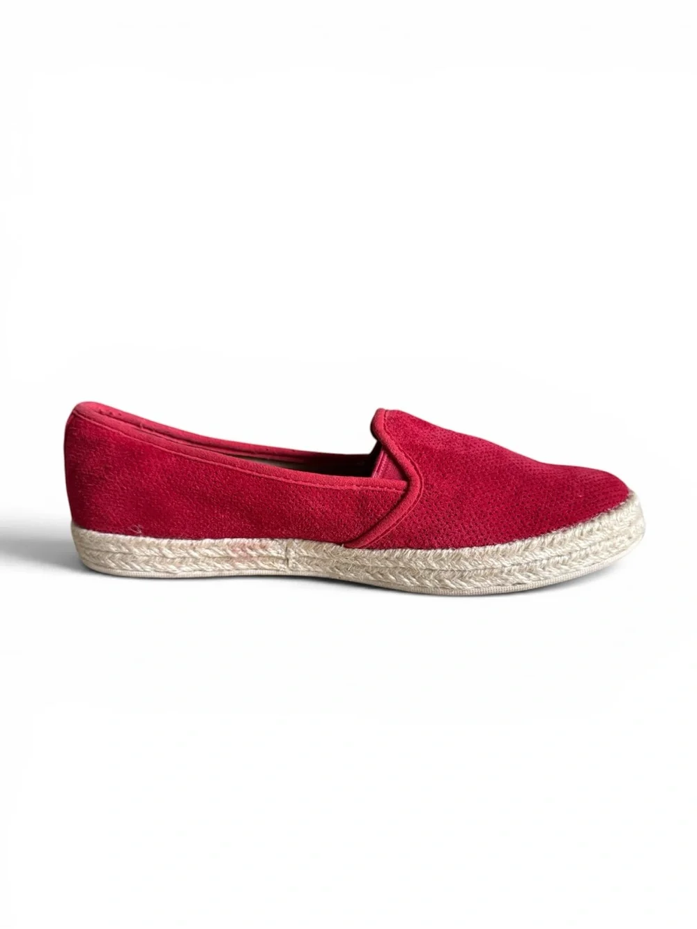 Clarks Cushion Soft Red Suede Espadrille Slip On Flats Women’s 10
